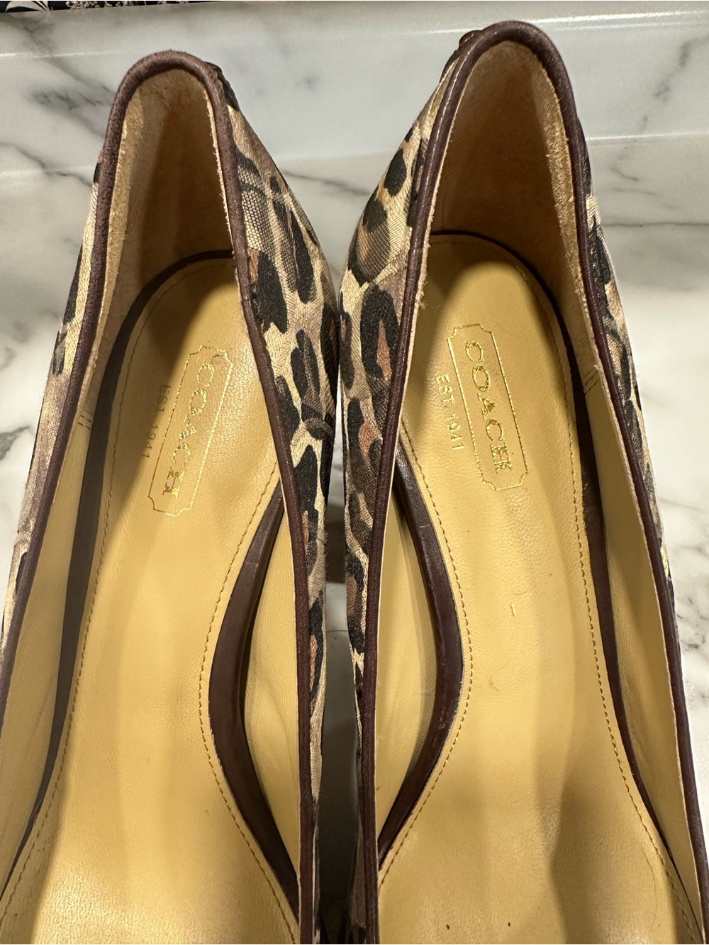 Coach Leopard Print Flats in Brown and Tan